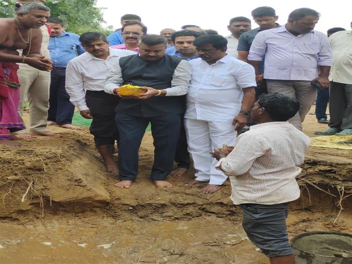 The Bhumi Puja ceremony for the construction of the Adani Junior College building at Krishnapatnam